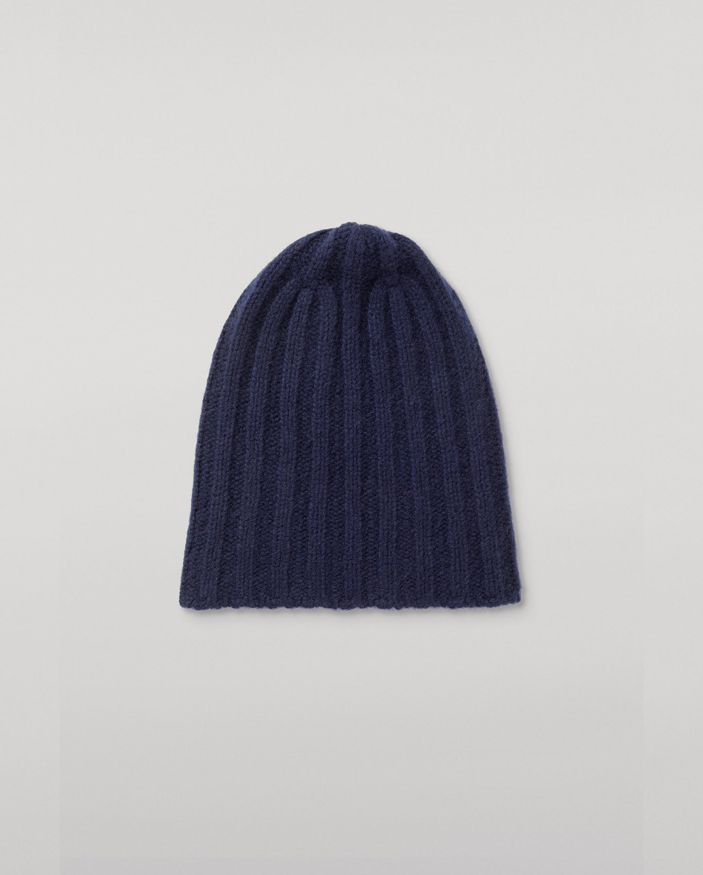 JOHNSTONS OF ELGIN BRUSHED CASHMERE SILK FLAT RIB BHALTAIR BEANIE BLUE 74% CASHMERE, 26% SILK HBC01196HD4510ONE