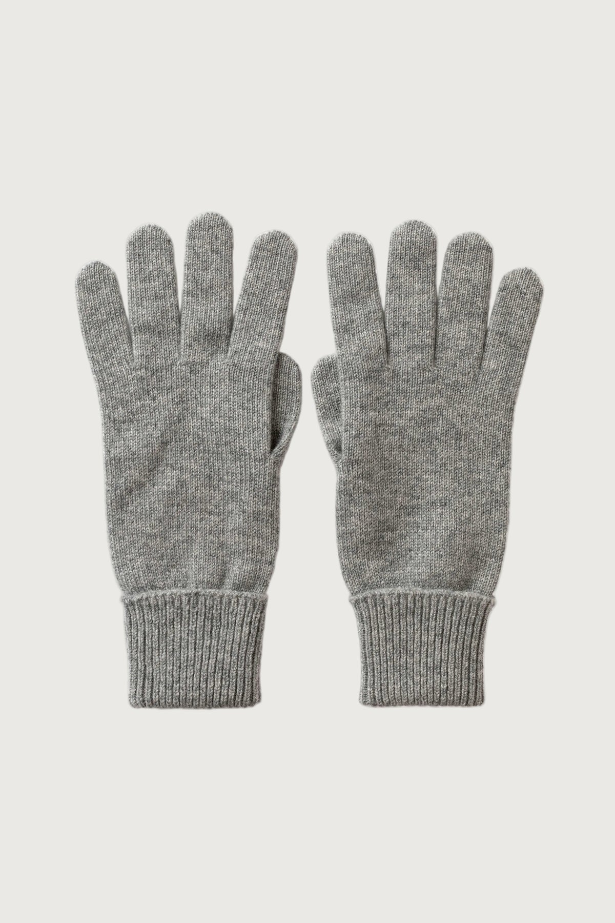 Johnstons of Elgin AW25 Knitted Accessories Light Grey Grey Cashmere Gloves with Turnback Cuffs HBJ03523HA0308ONE