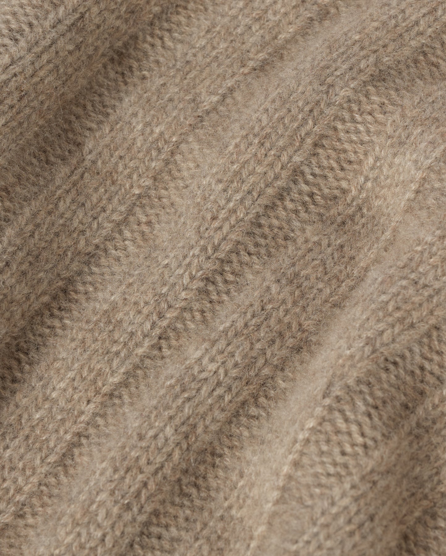 JOHNSTONS OF ELGIN PEEL CREW SWEATER CASHMERE FLAT RIB CREW SWEATER - 8 PLY LIGHT BROWN 100% CASHMERE KAC05751HB4447