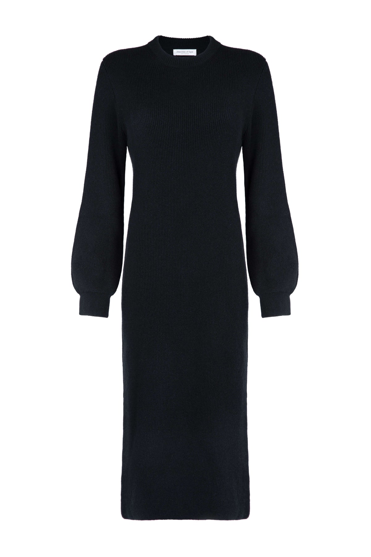 Black Ribbed Cashmere Dress