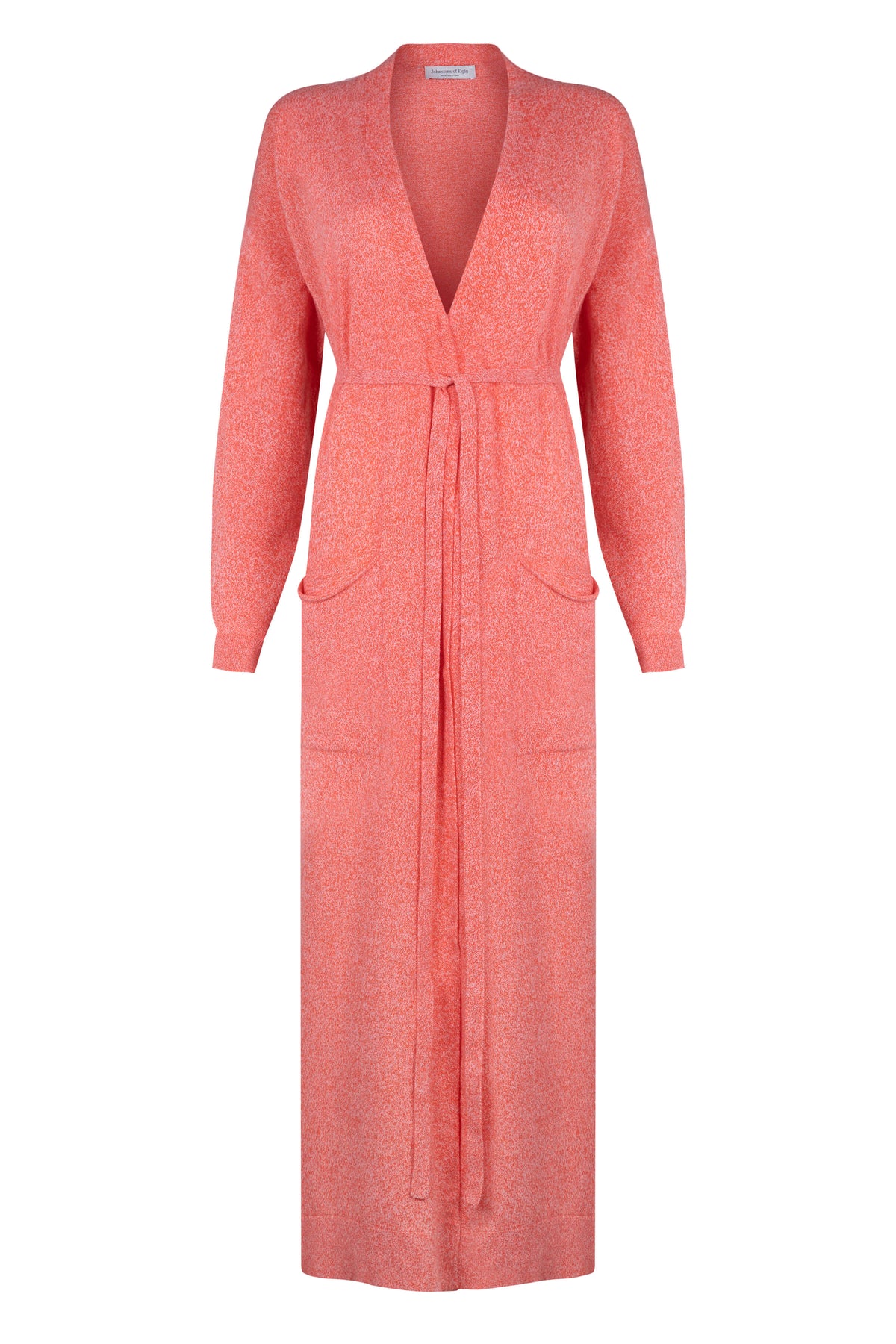 Belted Long Orange Marl Cashmere Cardigan