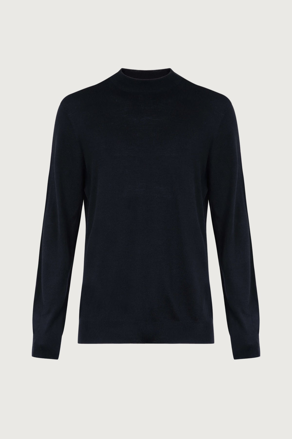 Johnstons of Elgin Men's Knitwear Black Merino Mock Turtle Neck Jumper KDI00705SA7131