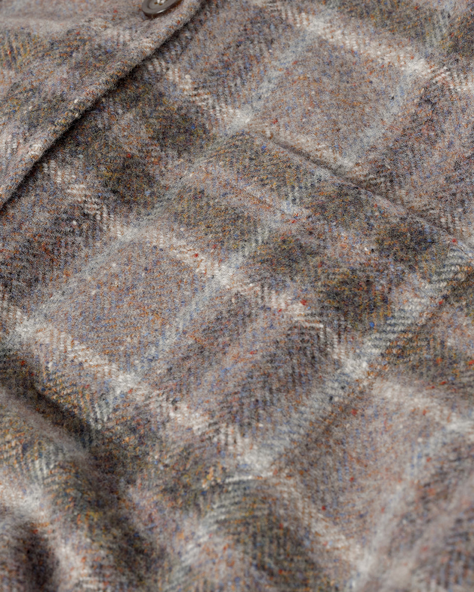 Johnstons of Elgin Women's Tailoring Slate Tweed Check Slate Tweed Check Oversized Shirt Front View TB000754RU7676