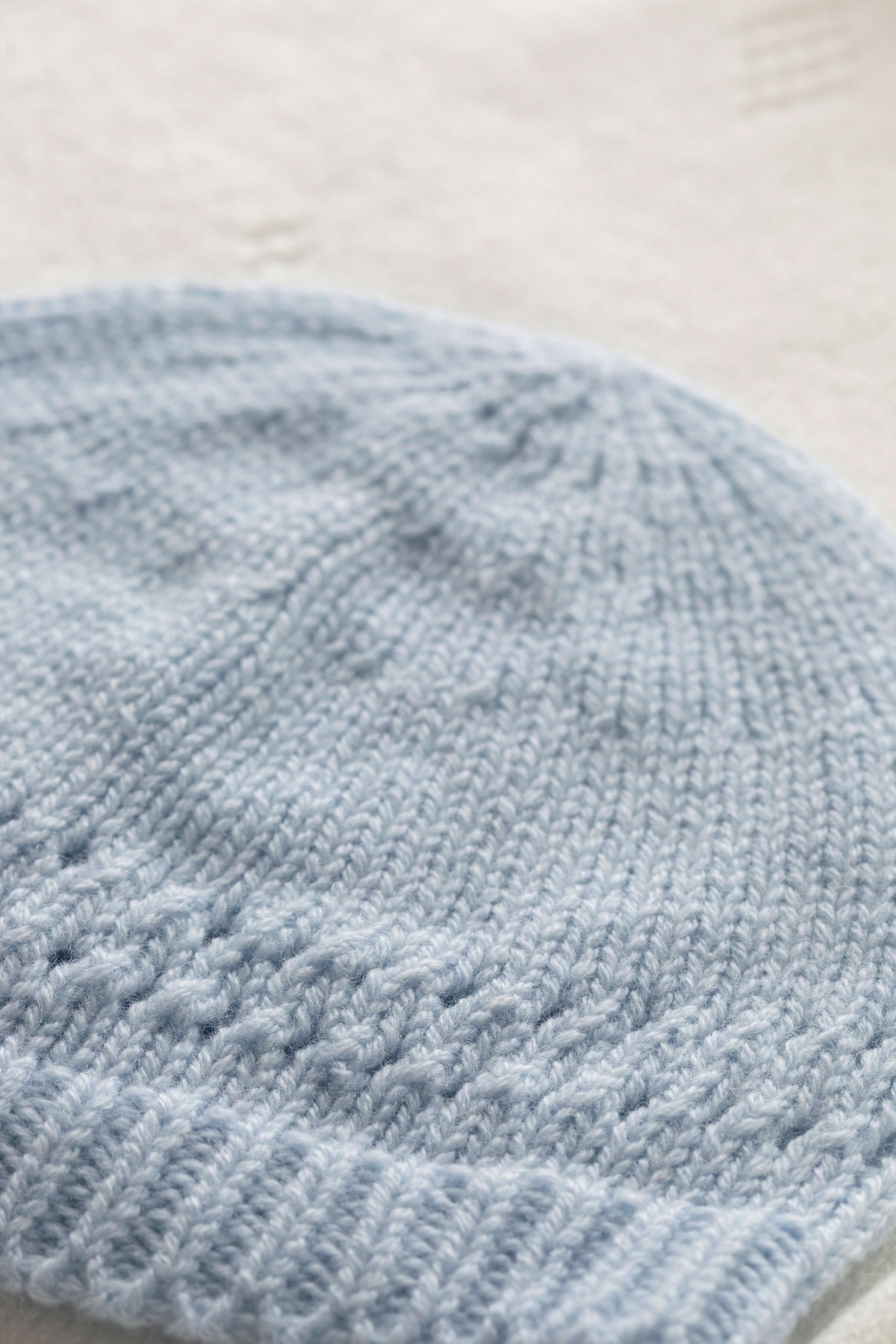 Johnstons of Elgin Baby Handknits Powder Blue Hand Knitted Cashmere Baby Beanie JA000132SD0167ONE