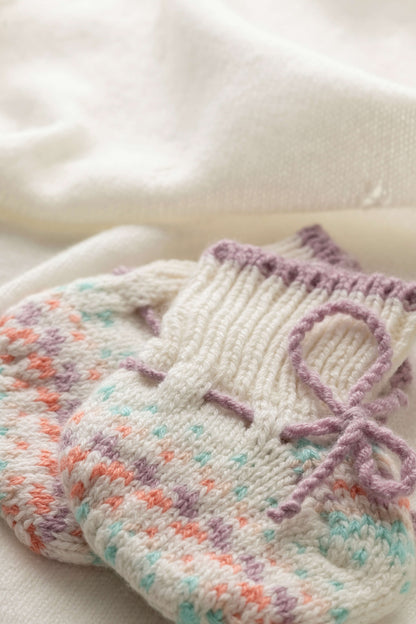 Johnstons of Elgin Baby Handknits GUIMAUVE (PINK) Hand Knit Fairisle Cashmere Baby Booties JA000138SE4845