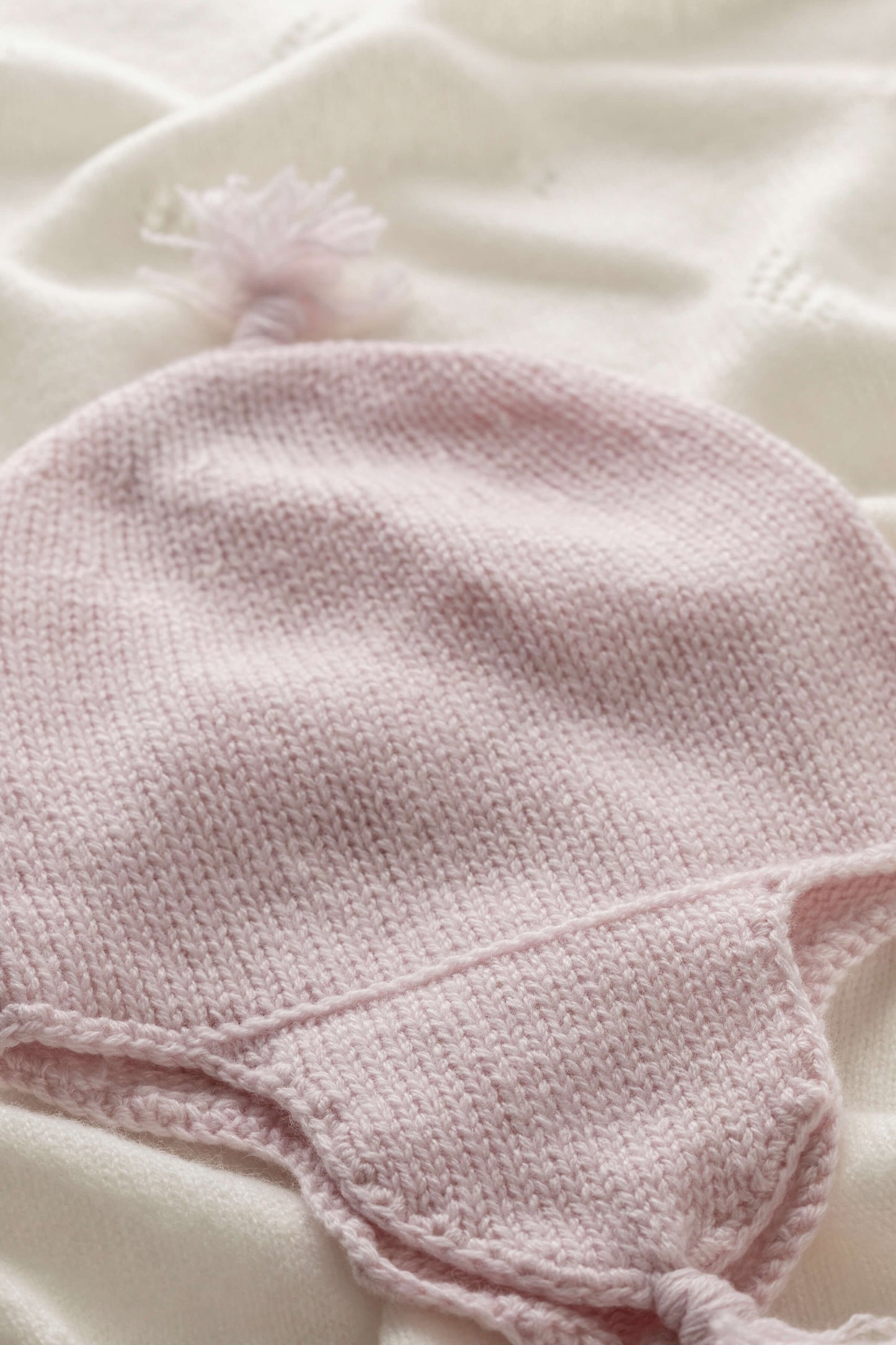 Johnstons of Elgin Baby Handknits Blush Cashmere Baby Hat with Tassel JA000139SE0208ONE