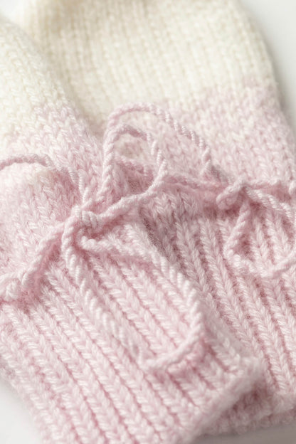Johnstons of Elgin Hand Knitted Ombre Cashmere Baby Mittens in Blush JA000118SE0208