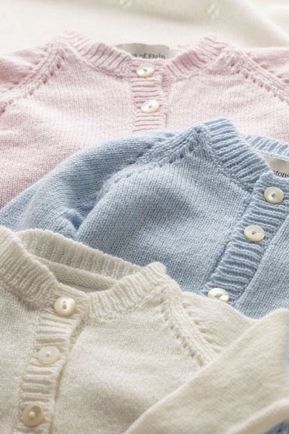 Johnstons of Elgin Baby Handknits Blush Hand Knit Cashmere Baby Cardigan JA000105SE0208