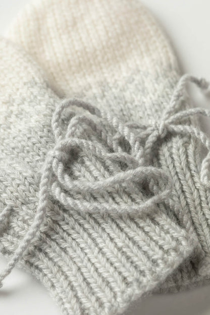 Johnstons of Elgin Hand Knitted Ombre Cashmere Baby Mittens in Pumice JA000118HA0090
