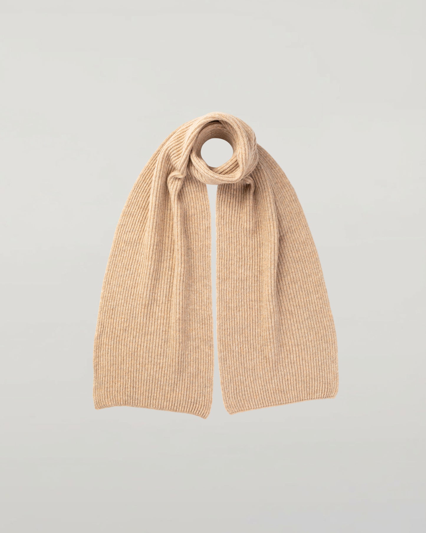 Johnstons of Elgin Knitted Accessories Oatmeal Natural Cashmere Ribbed Scarf HAA01684HB0210ONE
