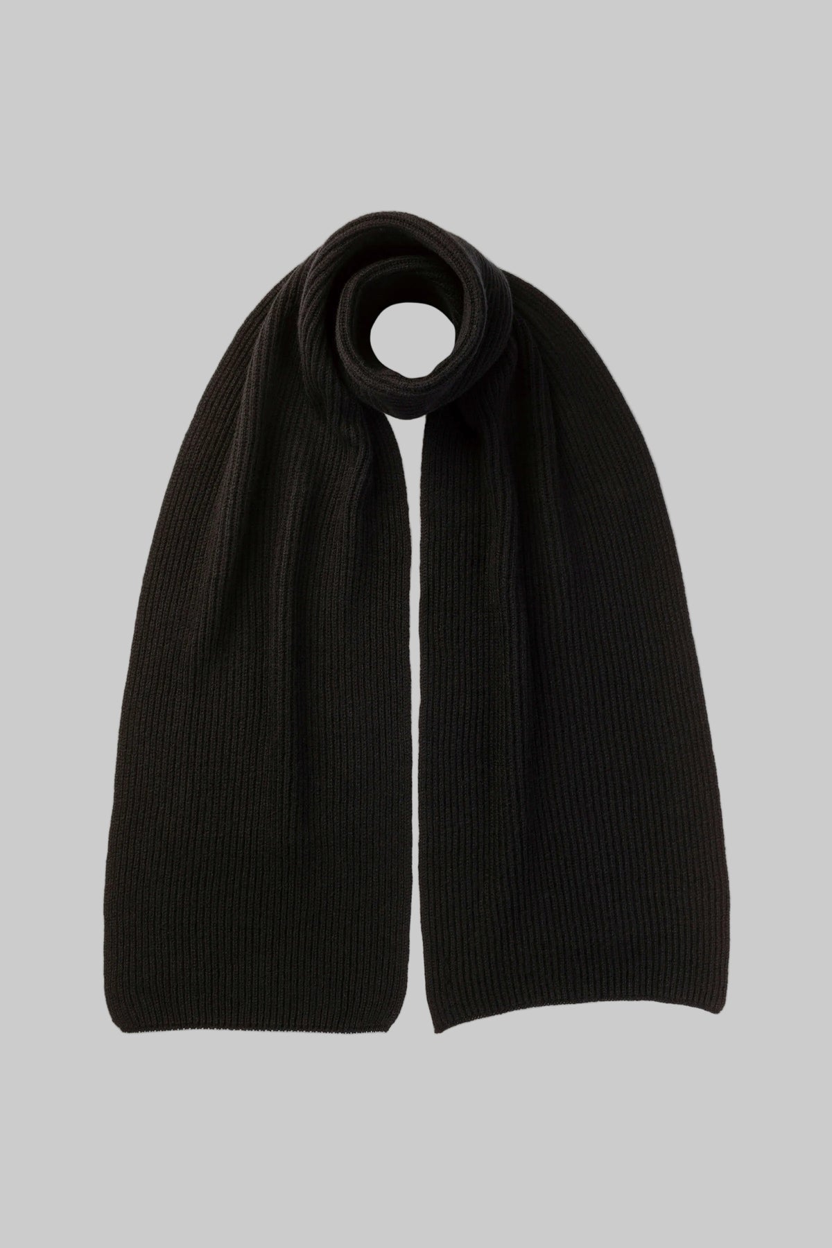 Johnstons of Elgin Knitted Accessories Black Black Cashmere Ribbed Scarf HAA01684SA0900N/A