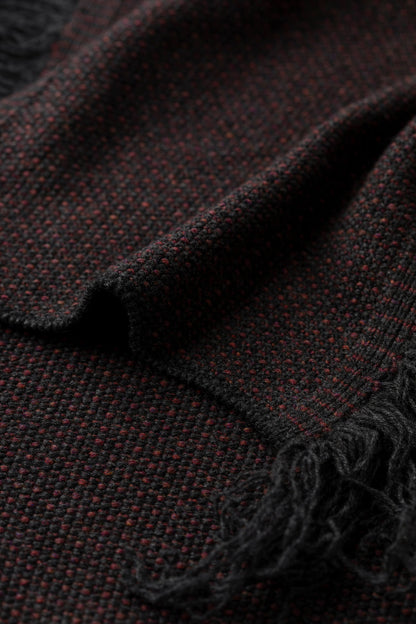 Johnstons of Elgin grey and purple fringed cashmere scarf details HAA03529Q25311ONE