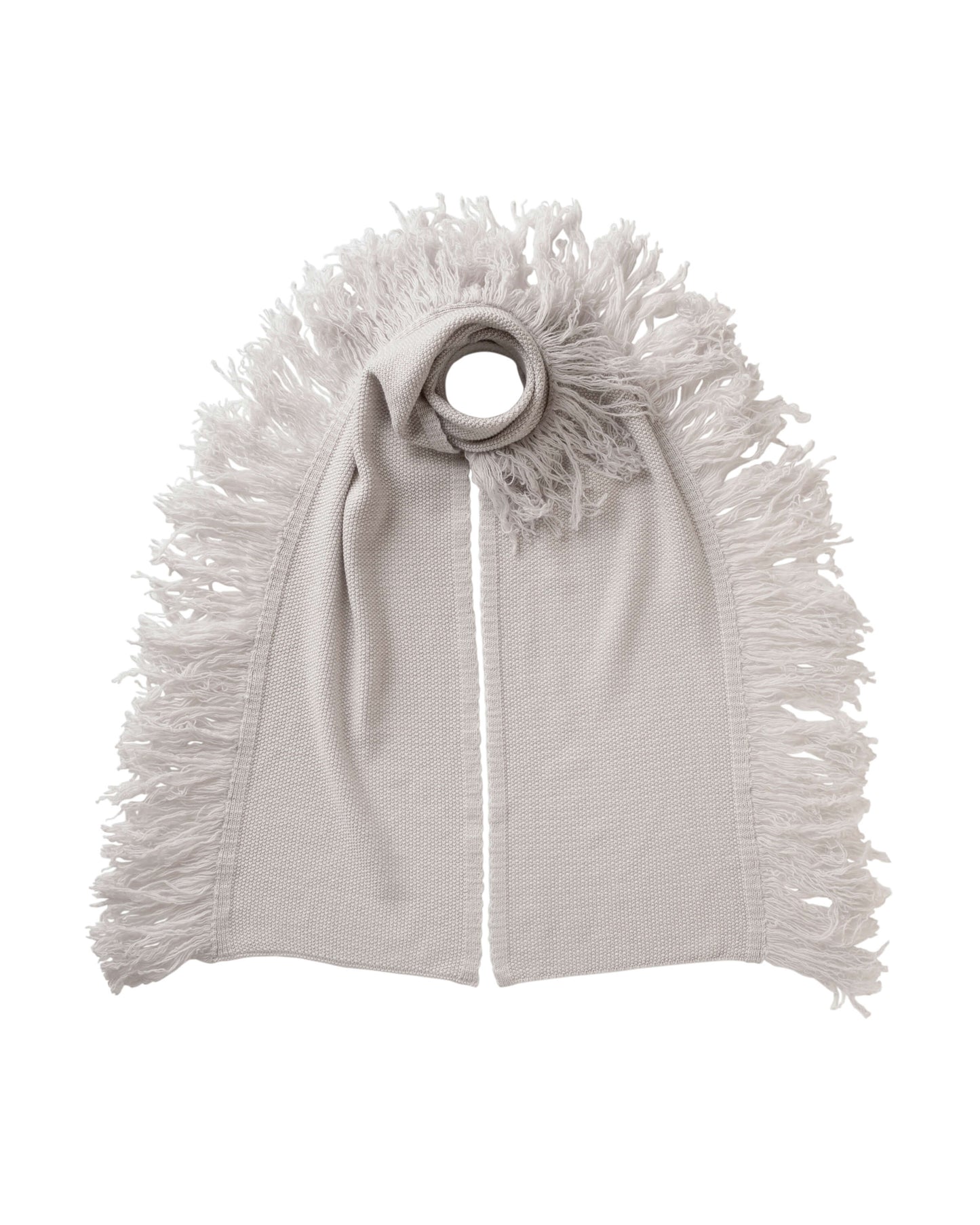 Johnstons of Elgin white and grey fringed cashmere scarf HAA03529Q25345ONE