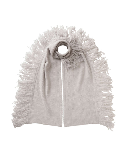 Johnstons of Elgin white and grey fringed cashmere scarf HAA03529Q25345ONE