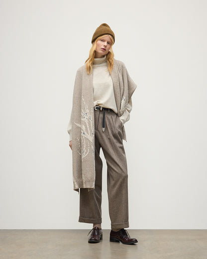 JOHNSTONS OF ELGIN CASHMERE DONEGAL INTARSIA WILD THISTLE WRAP CREAM 100% CASHMERE HAA03645JU1624ONE