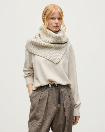 JOHNSTONS OF ELGIN CASHMERE LUXE COWIE RIB SNOOD WITH SHOULDER SPLIT NATURAL 100% CASHMERE HAB03312HA0402ONE