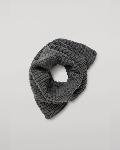 JOHNSTONS OF ELGIN CASHMERE LUXE COWIE RIB SNOOD WITH SHOULDER SPLIT GREY 100% CASHMERE HAB03312SA7216ONE