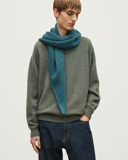 JOHNSTONS OF ELGIN CASHMERE MARL KEILL TRIANGLE SCARF BLUE MARL 100% CASHMERE HAB03648007012ONE