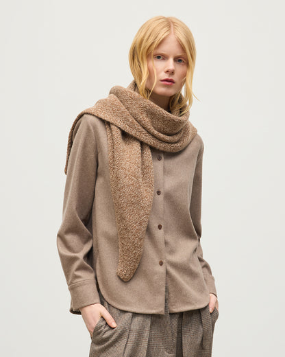 JOHNSTONS OF ELGIN CASHMERE MARL KEILL TRIANGLE SCARF BEIGE MARL 100% CASHMERE HAB03648007013ONE