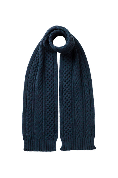 Johnstons of Elgin Heather Navy cable cashmere scarf HAC03406HD7321ONE