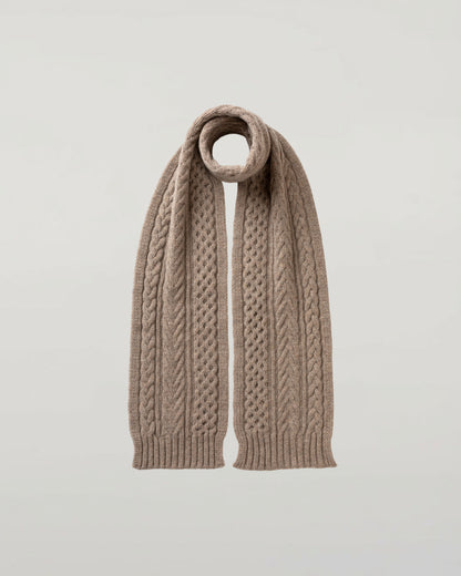 Johnstons of Elgin ash brown cable cashmere scarf HAC03406HB4334ONE