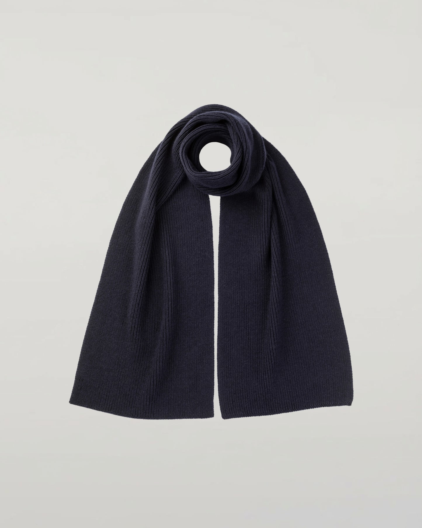 Johnstons of Elgin AW25 Knitted Accessories Dark Navy Ribbed Navy Cashmere Scarf HAC03537SD7666ONE