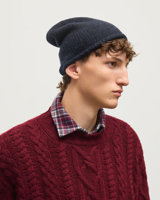 JOHNSTON OF ELGIN TIREE BEANIE BLUE 100% CASHMERE HAC03613HD7348ONE
