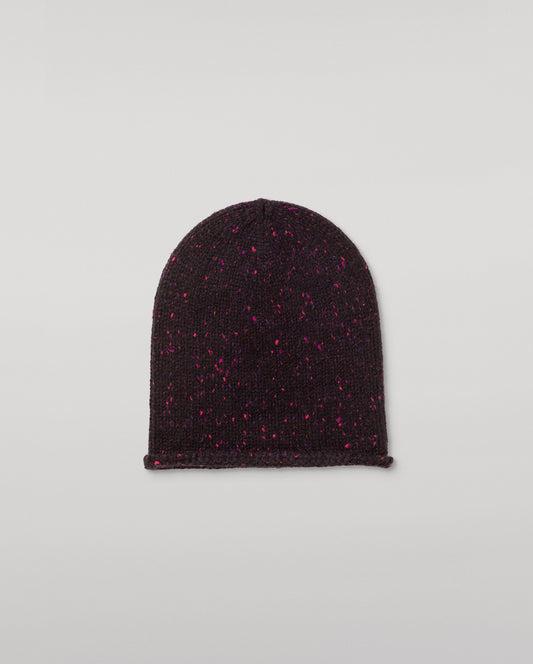 JOHNSTONS OF ELGIN CASHMERE DONEGAL TIREE BEANIE PURPLE 100% CASHMERE HAC03613HD7360ONE