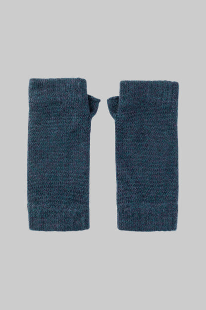 Johnstons of Elgin AW25 Knitted Accessories Heather Navy Cashmere Wrist Warmers HAD03215HD7321ONE