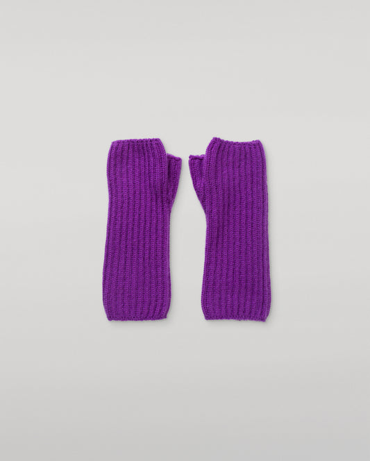 JOHNSTONS OF ELGIN CASHMERE RIBBED DELLA WRISTWARMERS PURPLE 100% CASHMERE HAE02681SD5371ONE