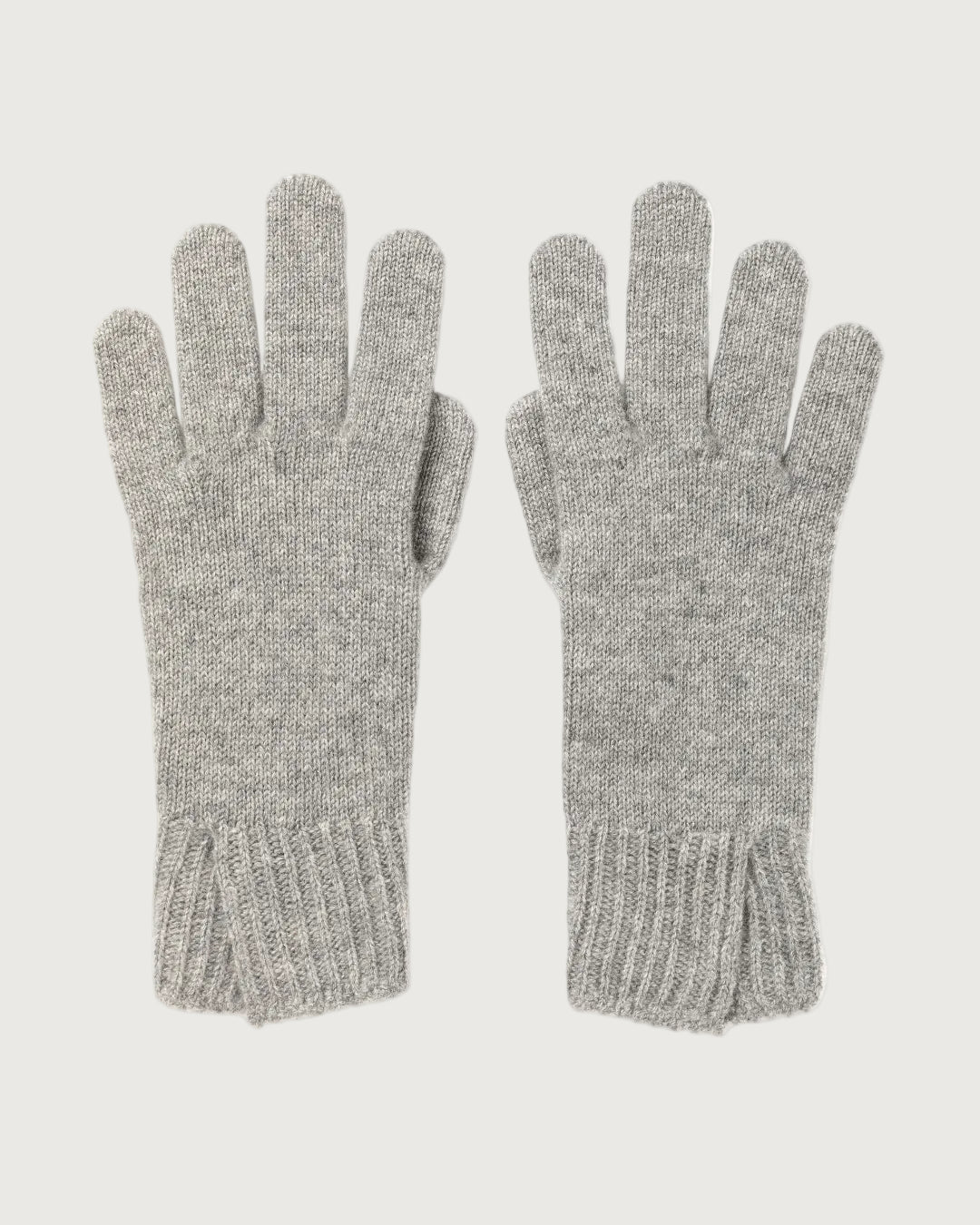 Johnstons of Elgin AW24 Knitted Accessory Light Grey Split Cuff Cashmere Gloves HAE03228HA0308ONE