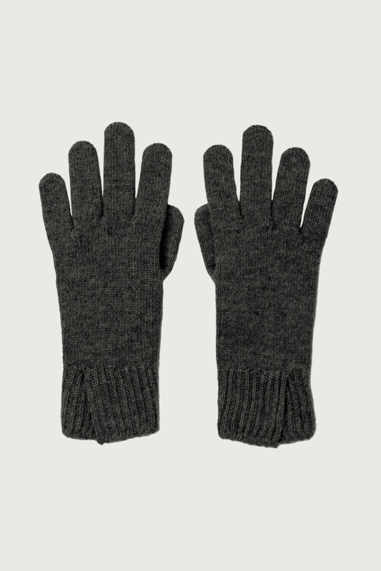 Johnstons of Elgin AW24 Knitted Accessory Mid Grey Split Cuff Cashmere Gloves HAE03228HA4181ONE