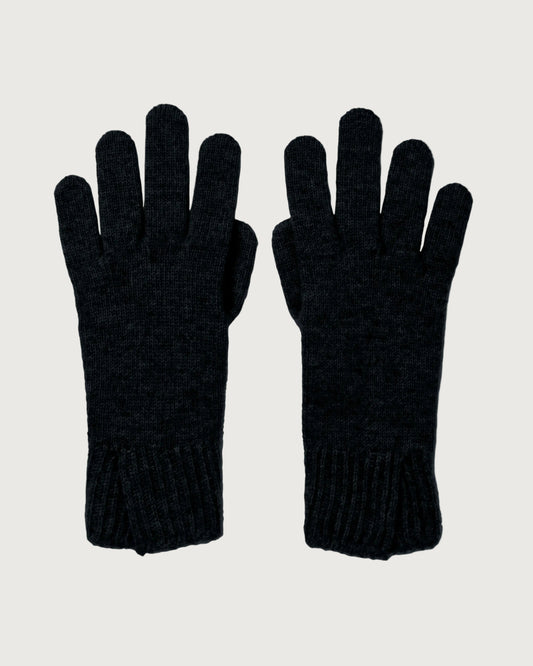 Johnstons of Elgin AW24 Knitted Accessory Black Split Cuff Cashmere Gloves HAE03228SA0900ONE