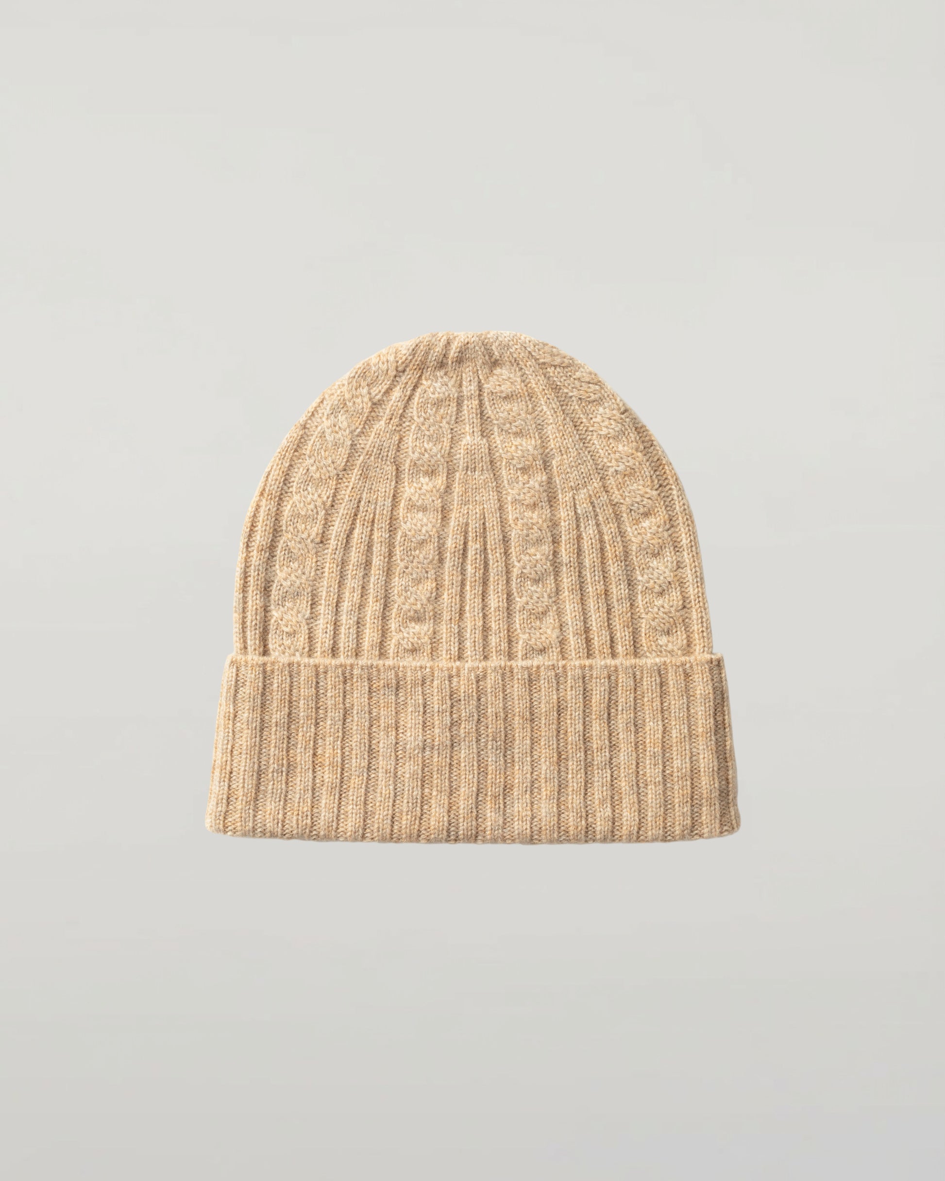 Johnstons of Elgin Knitted Accessories  Cable & Rib Natural Cashmere Beanie HAE03408HB0210ONE