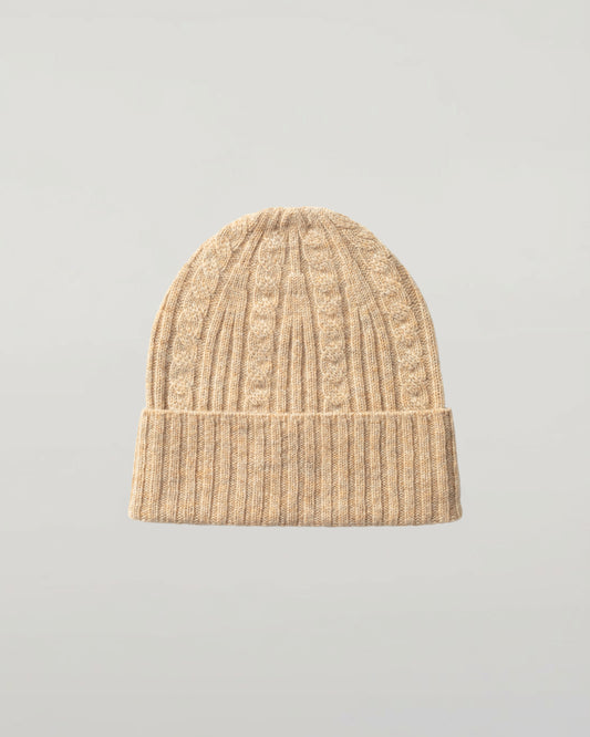 Johnstons of Elgin Knitted Accessories  Cable & Rib Natural Cashmere Beanie HAE03408HB0210ONE