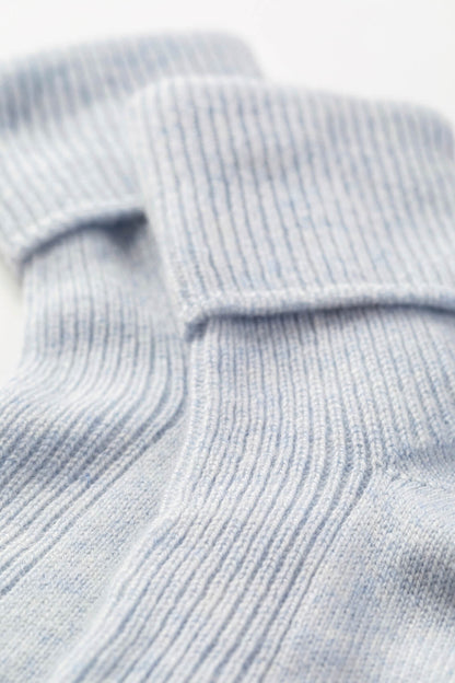 Johnstons of Elgin Knitted Accessories Pale Blue Marl Women's Cashmere Lounge Socks HAG02565HD0074ONE