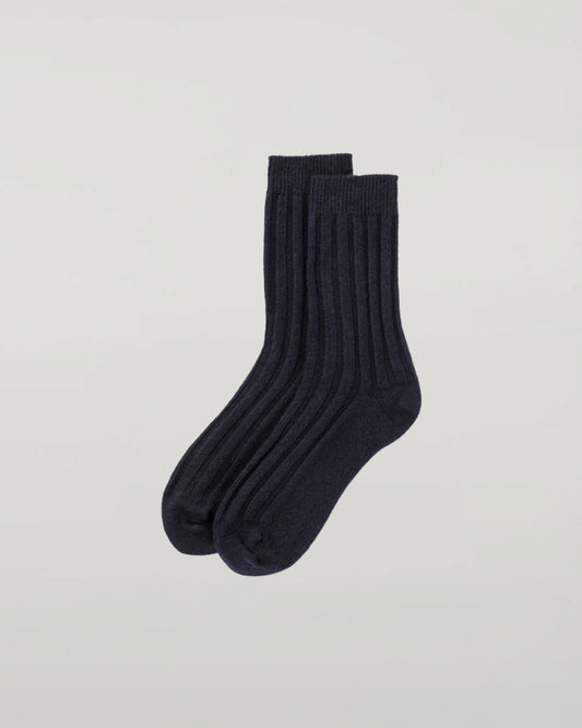 Johnstons of Elgin Men's Cashmere Bed Sock in Navy Blue HAG02814SD7286