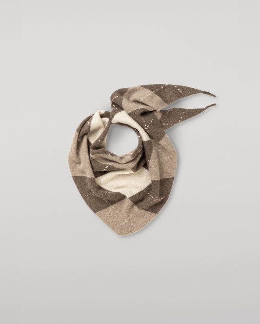JOHNSTONS OF ELGIN CASHMERE NECK TIE ARGYLE CLAN BANDANA BROWN 100% CASHMERE HAP03612JU1628ONE