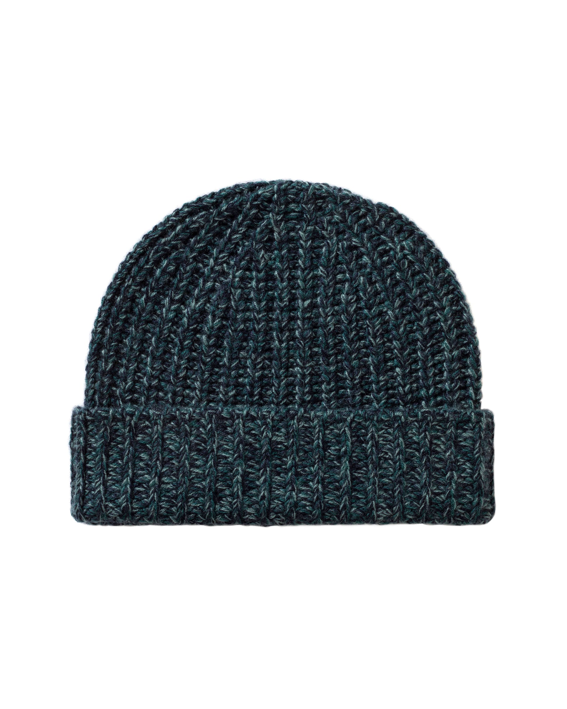 Johnstons of Elgin AW25 Knitted Accessories Bottle Green Marl Half Cardigan Stich Green Cashmere Beanie HAT02850006357ONE