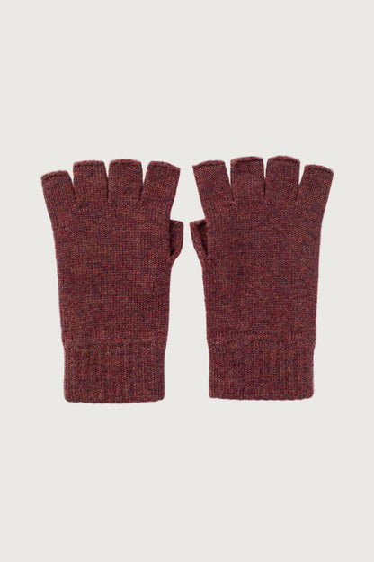 Johnstons of Elgin AW25 Knitted Accessories Damson Fingerless Purple Cashmere Gloves HAY02223HE7064ONE