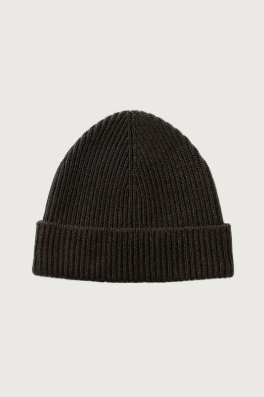 Johnstons of Elgin AW25 Knitted Accessories Iron Ribbed Grey Cashmere Beanie HAY03536SC7330ONE