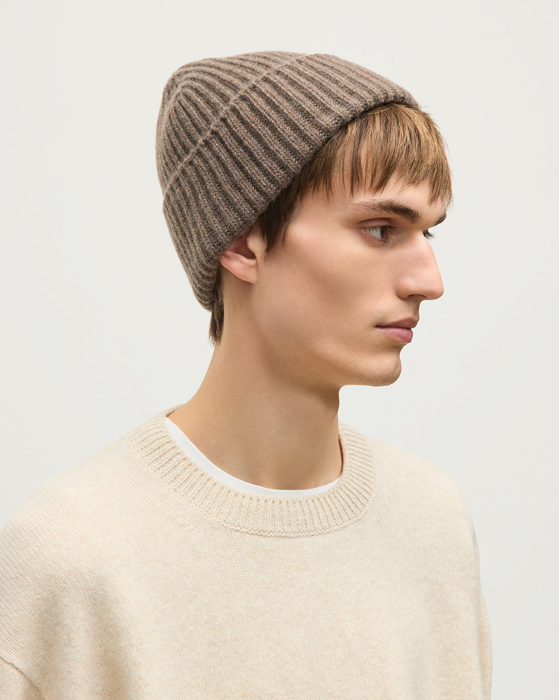 JOHNSTONS OF ELGIN CASHMERE RIBBED LOVAT BEANIE BROWN 100% CASHMERE HAY03614HB7128ONE
