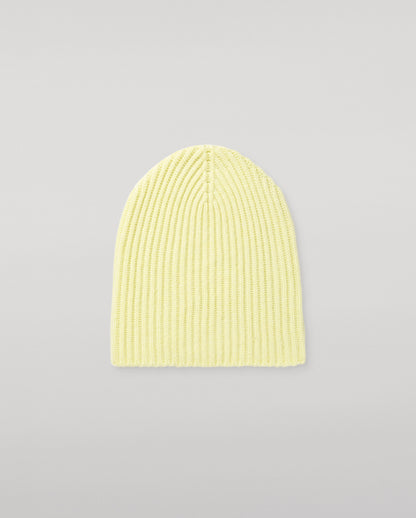 JOHNSTONS OF ELGIN CASHMERE RIBBED LOVAT BEANIE LIGHT YELLOW 100% CASHMERE HAY03614HF0025ONE