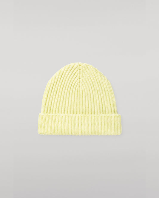 JOHNSTONS OF ELGIN CASHMERE RIBBED LOVAT BEANIE LIGHT YELLOW 100% CASHMERE HAY03614HF0025ONE