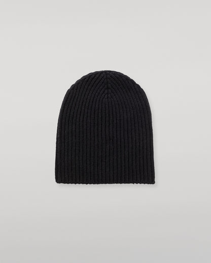 JOHNSTONS OF ELGIN CASHMERE RIBBED LOVAT BEANIE BLACK 100% CASHMERE HAY03614SA7210ONE