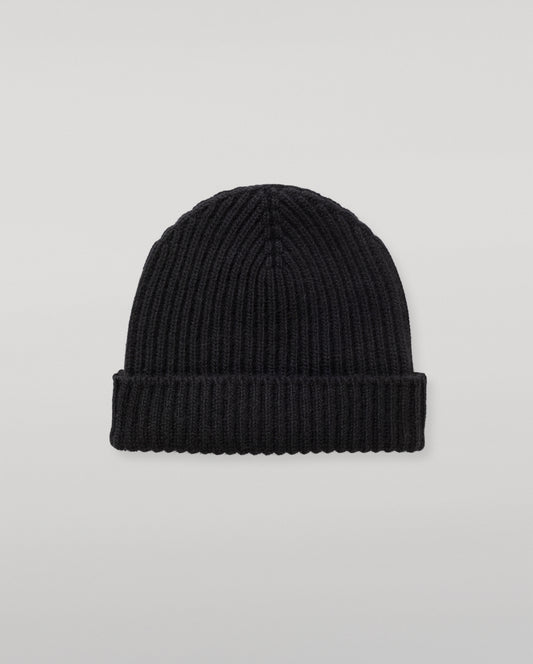 JOHNSTONS OF ELGIN CASHMERE RIBBED LOVAT BEANIE BLACK 100% CASHMERE HAY03614SA7210ONE
