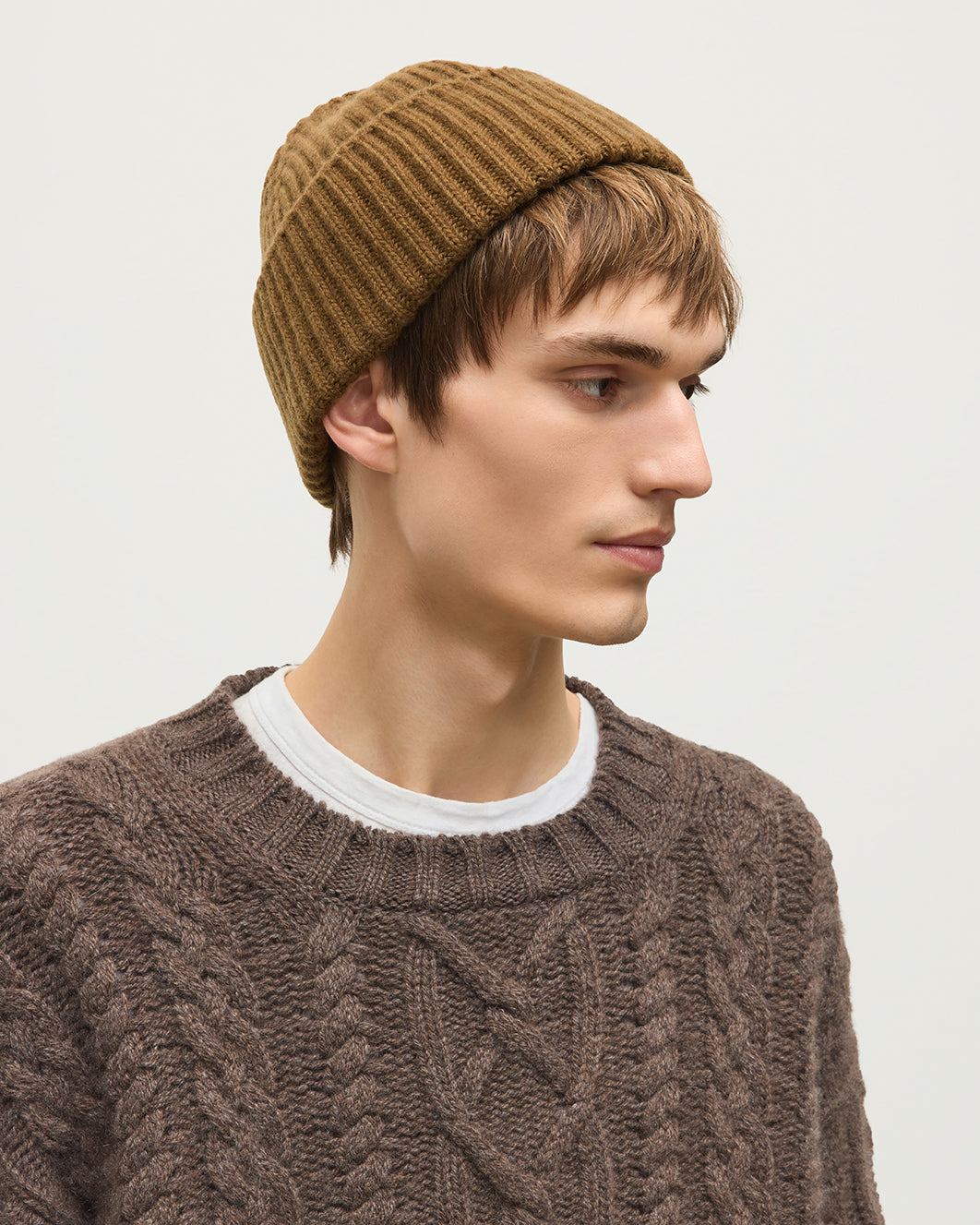 JOHNSTONS OF ELGIN CASHMERE RIBBED LOVAT BEANIE GREEN 100% CASHMERE HAY03614SC4756ONE