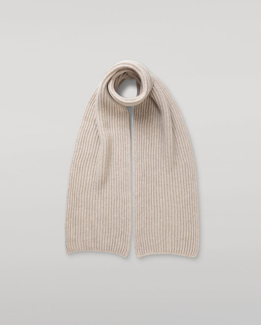 JOHNSTONS OF ELGIN CASHMERE RIBBED LOVAT SCARF NATURAL 100% CASHMERE HAY03639HA0402ONE