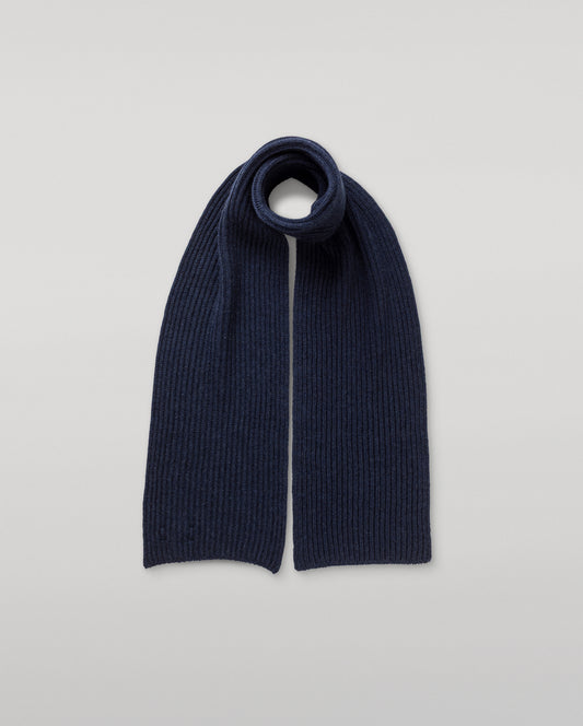 JOHNSTONS OF ELGIN CASHMERE RIBBED LOVAT SCARF NAVY 100% CASHMERE HAY03639HD7350ONE