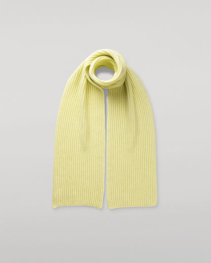 JOHNSTONS OF ELGIN CASHMERE RIBBED LOVAT SCARF LIGHT YELLOW 100% CASHMERE HAY03639HF0025ONE